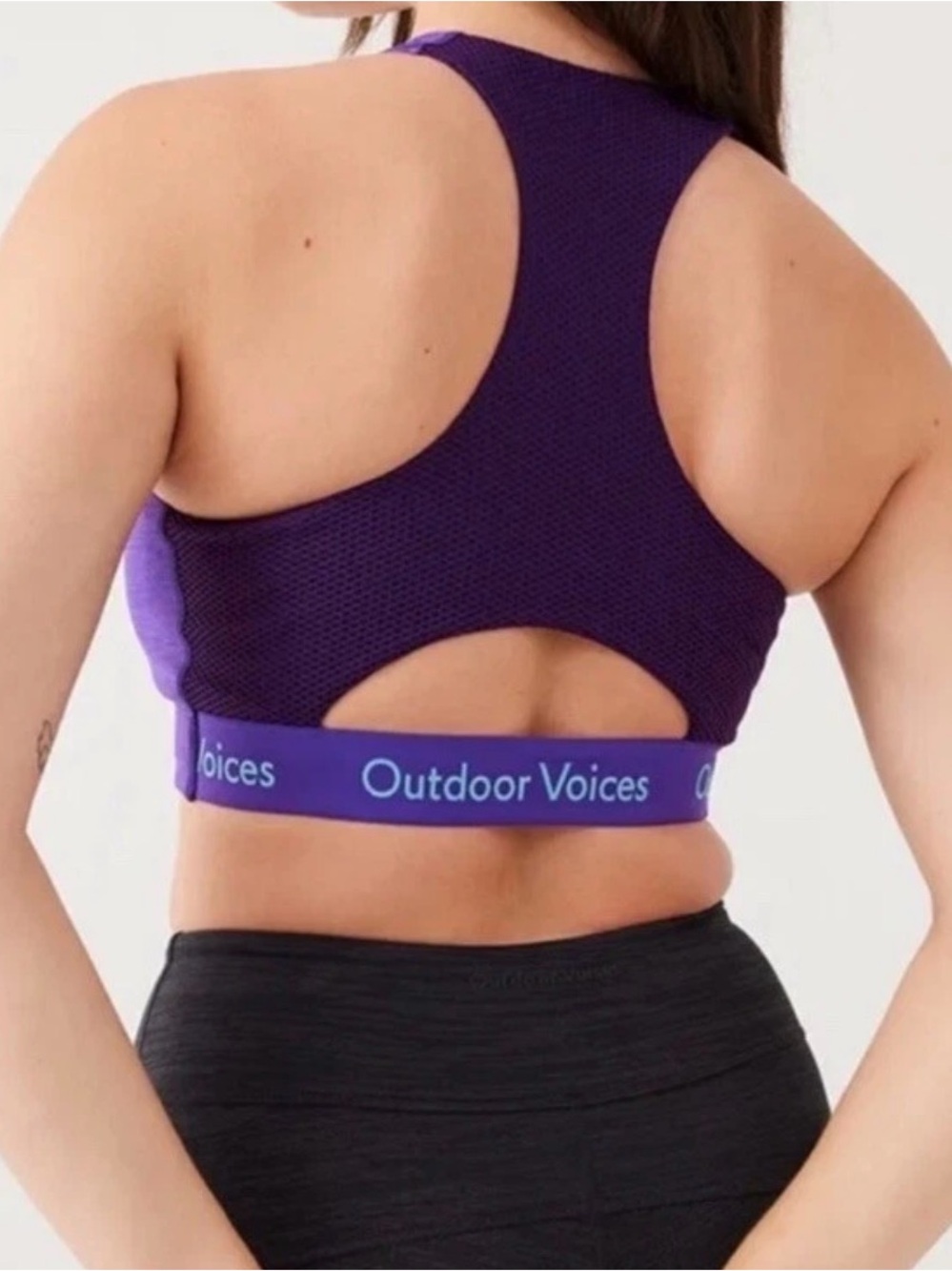 Outdoor Voices Doing Things Racerback Sports Bra, Eggplant Purple Women’s Medium
